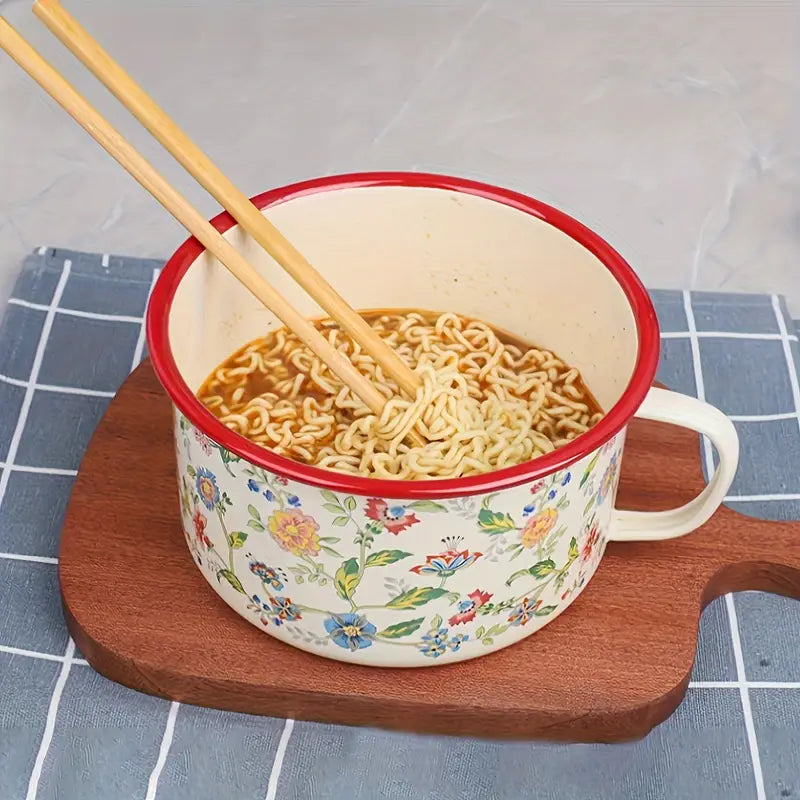 Multifunctional Seasoning Storage Bowl, Enamel Soup Cooking Pot, Flower Design Ceramic Noodle Pot With Lid Multifunctional Seasoning Storage Bowl, Enamel Soup Cooking Pot, Flower Design Ceramic Noodle Pot With Lid